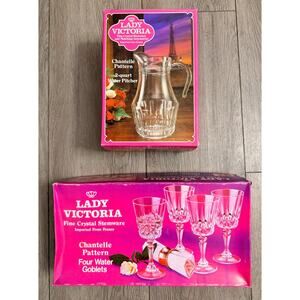 Vintage & Collectible Lady Victoria Pitcher & (4)Water Goblets Chantelle Pattern